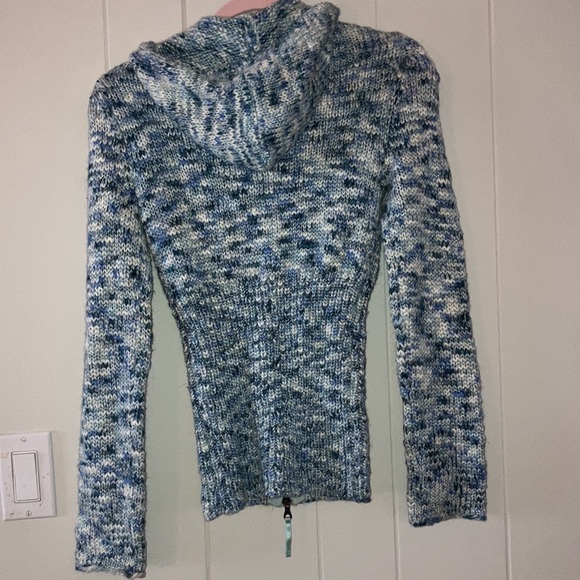 Guess speckled shimmer blue hooded zip up sweater - Picture 3 of 6